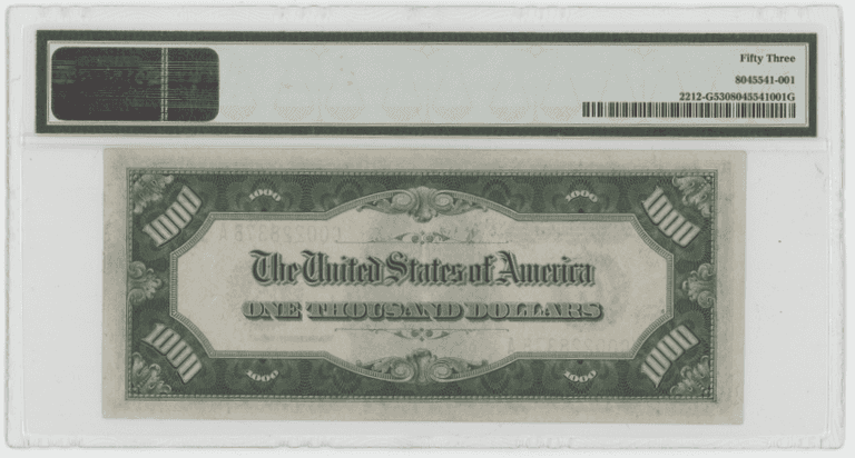 Great Nearly Brand New 1934A Series $1000 Federal Reserve Note. PMG AU53
