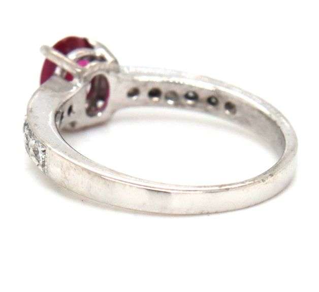 10kt White gold 0.60ct oval ruby and diamond ring