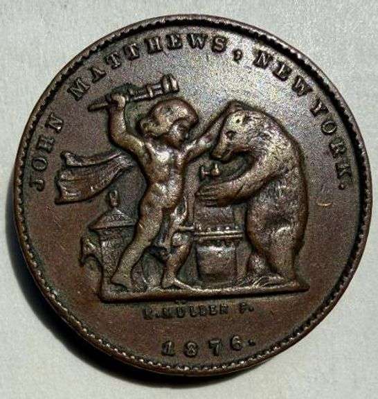 1876 Matthews Soda Water Apparatus  Token