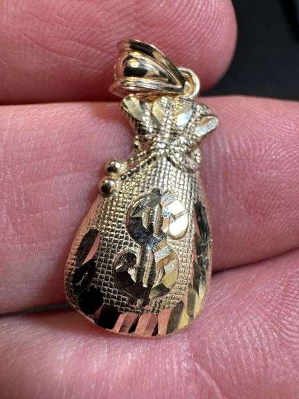 10K Yellow Gold Money Bag Pendant
