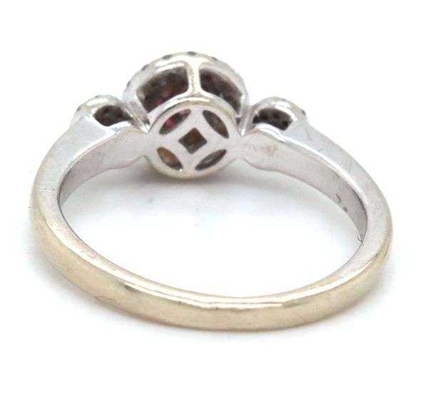 Sweet 14K WG Ruby & Diamond Cluster Ring