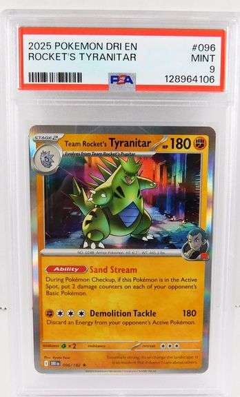 Pokémon 2025 Team Rockets Tyranitar Holo Card, 9 Mint