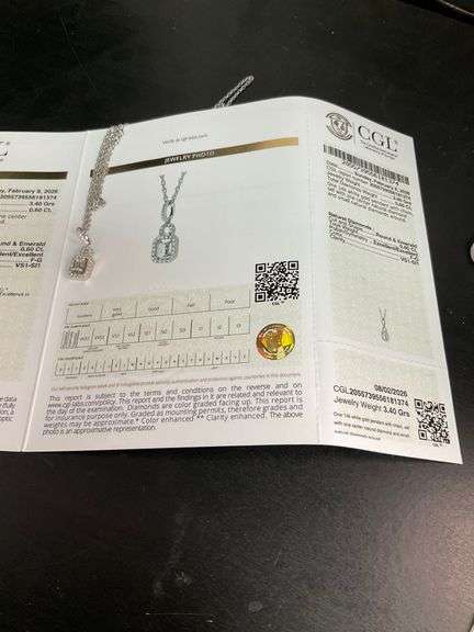 CERTIFIED BRAND NEW 14K WHITE CHAIN WITH DIAMOND PENDANT
