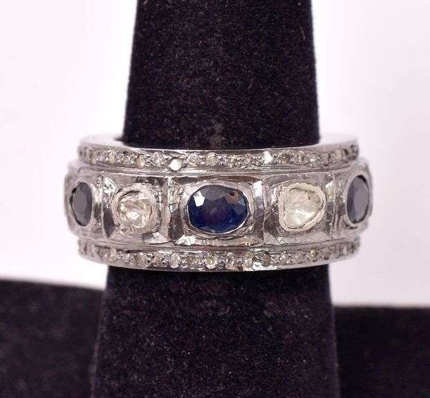 Sapphire and Diamond Ring in Sterling Silver