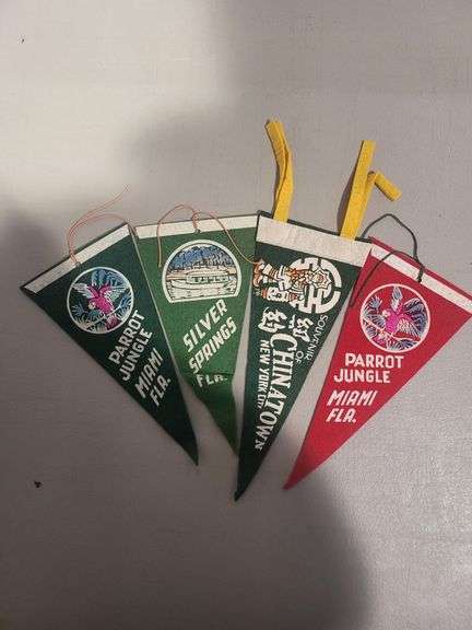 4 collectable Vintage Pennant 8" long