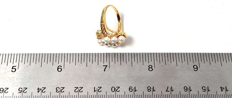 Elegant 14K Yellow Gold Pearl Ring with Diamond Accents
