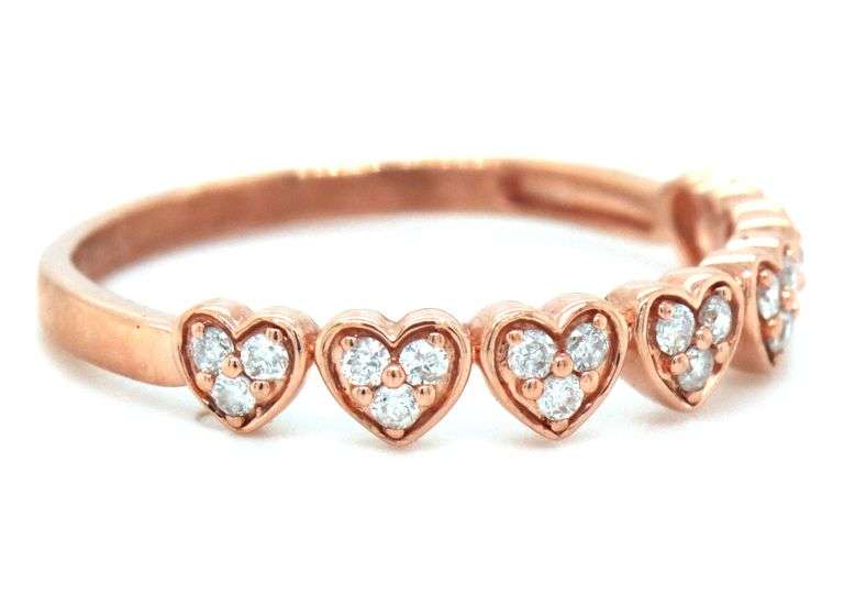 10kt Yellow gold diamond accent heart band