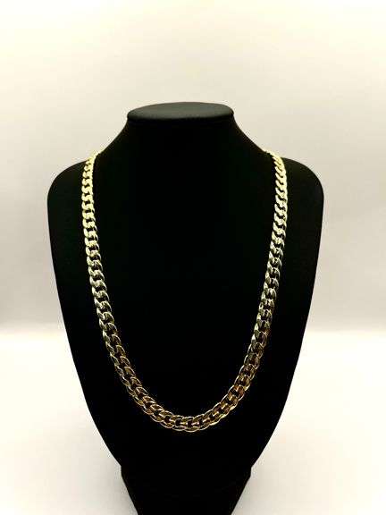 Stunning Large 92 Grams 14 Kt Gold Plated Cuban Curb Link Frost Necklace