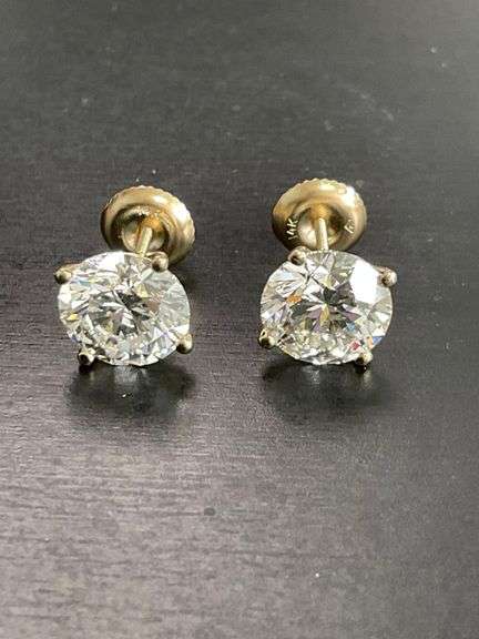 BRAND NEW 2.00 CARATS LAB GROWN DIAMOND STUDS. 14K YELLOW GOLD