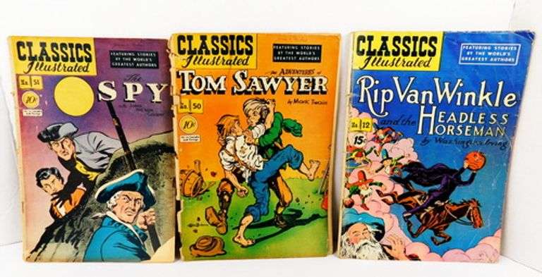 3 Classics Illustrated Vintage Comic Books, 1940's