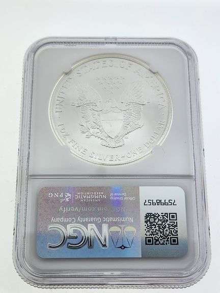 2001 American Silver Eagle, NGC MS69 "Red Book Label"