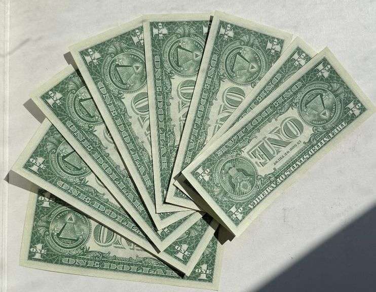 Eight Consecutive 1957 B US Silver Certificates