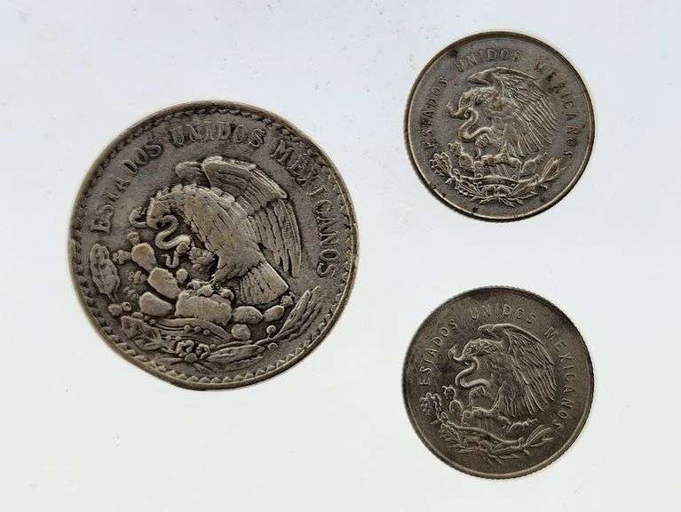 (Lot Of 3) Mexican Silver Coins, 50% Silver