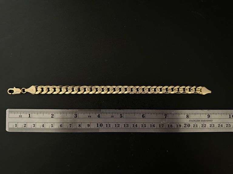 Strong 24.8 Gram 14 Kt Gold Plate Cuban Link Bracelet