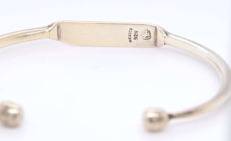 Vintage 925 Sterling Silver Mexico Signed Cuff Bangle