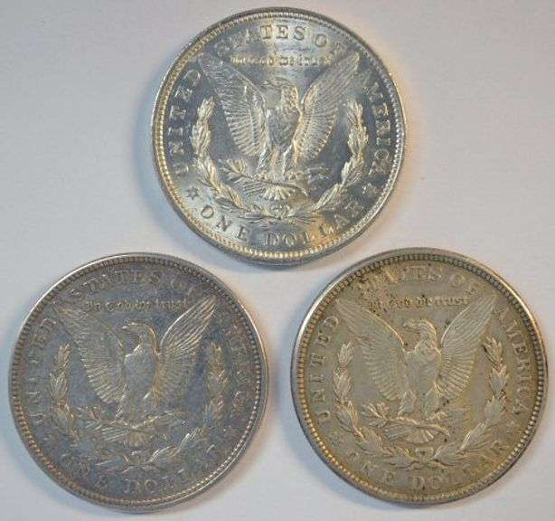 1921 P-D-S Morgan Silver Dollars. Last year of issue for Morgans