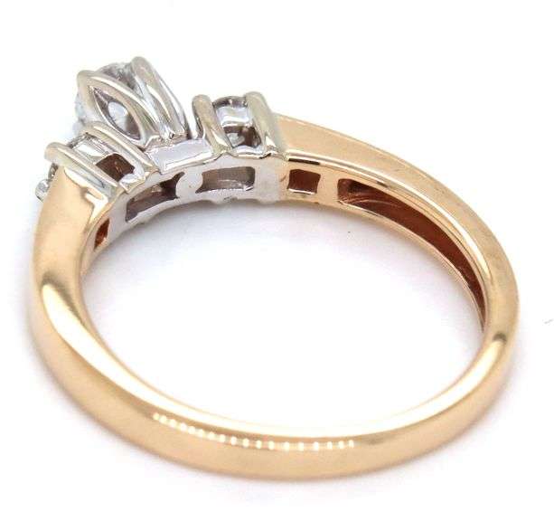 14kt Yellow gold 0.35ctw 3 stone diamond engagement ring