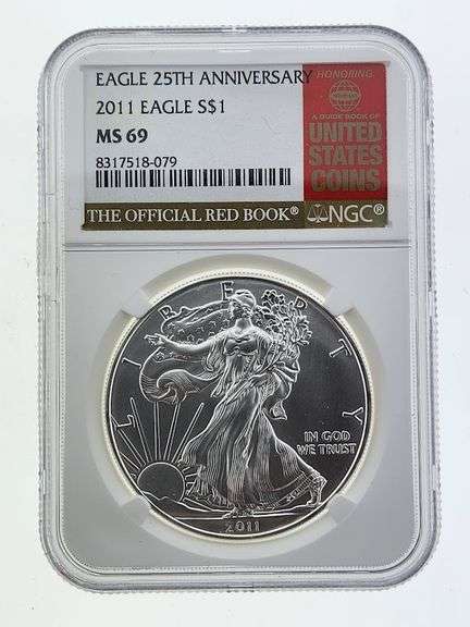 2011 American Silver Eagle, NGC MS69 "Red Book Label"