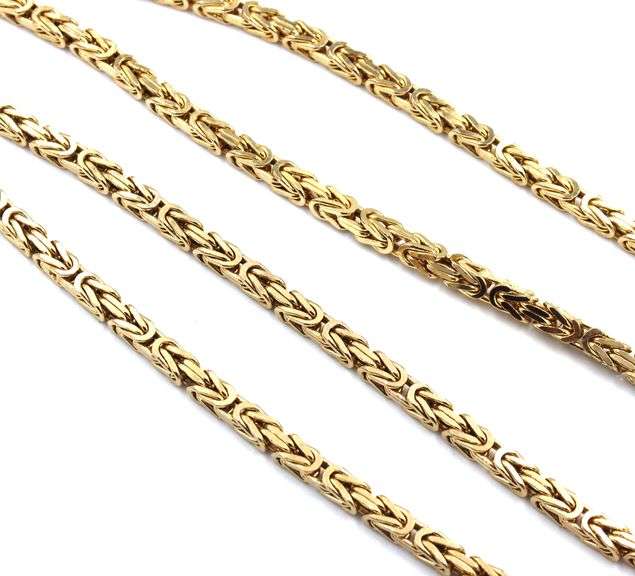 14kt Yellow gold square Byzantine chain necklace