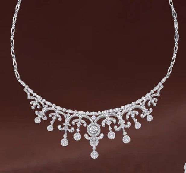 Most Beautiful bridal necklace in sterling silver and Dancing Swarovski center.