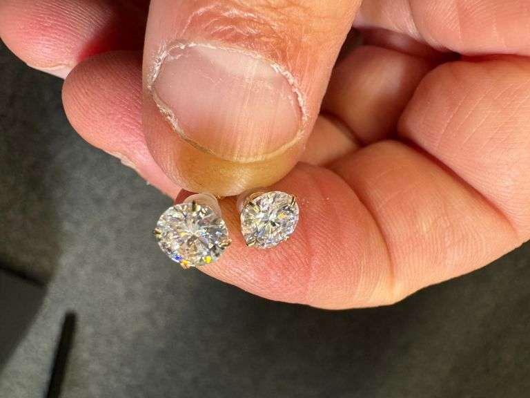 14k Yellow Gold Round 6mm Moissanite Stud Screw Back Earrings