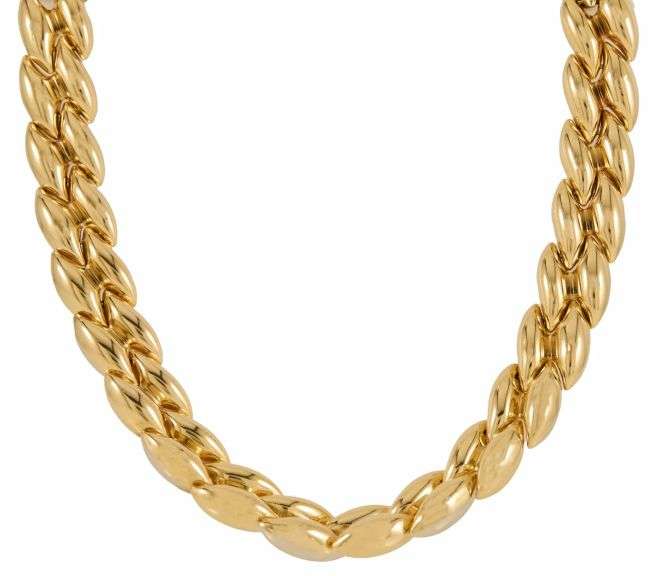 Chimento Two Tone Puffed Reversible Collar Necklace in 18K
