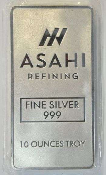 Lovely Asahi 10 Troy Ozs pure .999 Fine Silver Bar in plastic