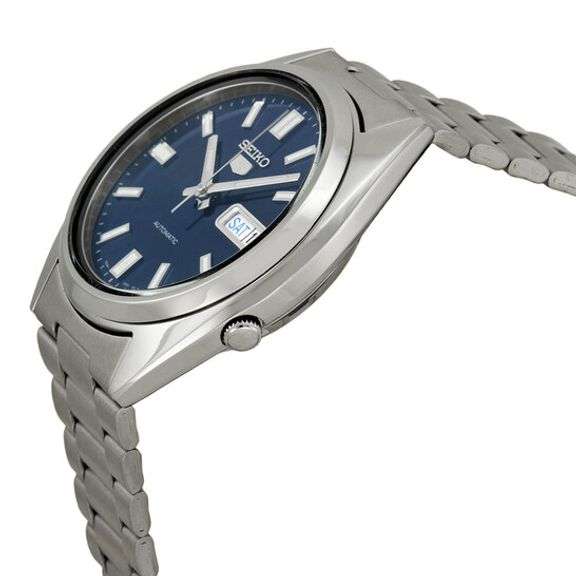 Seiko Automatic Men’s Watch – Blue Dial, Stainless Steel Bracelet, Day-Date Display, 38mm