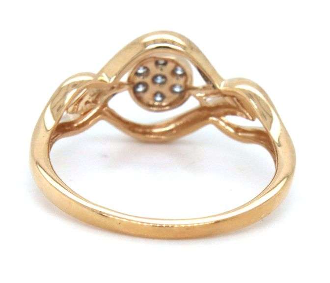10kt Yellow gold round pave diamond Infinity ring