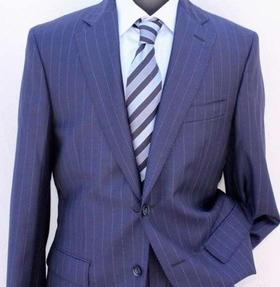 Stylish Striped Modern Fit Suit, Made in Italy