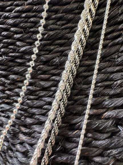 Sterling Silver Italian 925 Layered 4 Piece Chain Set 16", 20", 22" adjustable, 30" adjustable