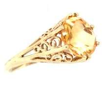 14kt Yellow gold round citrine Filigree dome ring