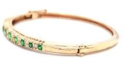 Antique 14kt Yellow gold Tsavorite and diamond bangle