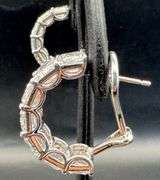 14K White Gold Emerald Lab Diamond Hoops of 14ct
