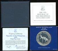 1976 Phillipines Proof Silver 50 Piso in Box w/CoA