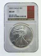 2003 American Silver Eagle, NGC MS69 "Red Book Label"