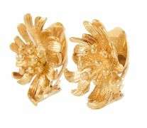 Vintage Cellino Floral Clip On Earrings in 18K