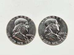 (2) 1963 Franklin Silver Half Dollars, UNC