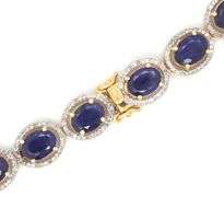 Breathtaking Brand new European 50.00CTW Oval Faceted Blue Sapphire & 5.00CTW Diamond 20-Inch Neckla