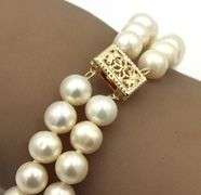 Double row 8mm pearl bracelet in 14kt yellow gold