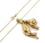 18kt Yellow gold hanging Panthera pendant on chain