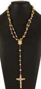 Polished Beaded Rosary Crucifix Virgin Mary Cross Pendant Necklace in 14K