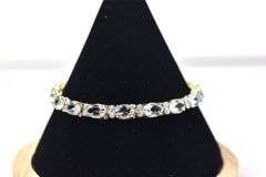 Beautiful 14K Yellow Gold Aquamarine Gemstone Bracelet with Diamond Accents