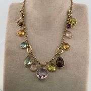14K YELLOW GOLD GEM NECKLACE
