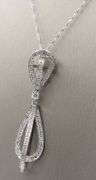 18kt White gold 1ctw pave diamond double knotted teardrop pendant on chain