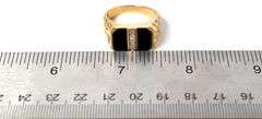 Charming 14K Yellow Gold Black Onyx Gemstone  Ring with Diamond Accents