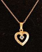 3 Vintage Gold Filled Gemstone Heart Necklaces