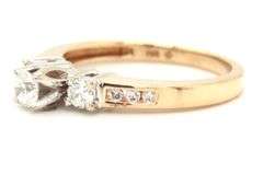 14kt Yellow gold 0.35ctw 3 stone diamond engagement ring