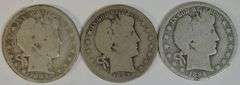 2 Scarce 1893-O & one 1896-O Barber Half Dollars in circ