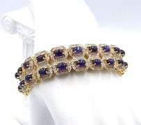 Amazing Brand New European 18.00CTW Oval Cabochon-Cut Blue Sapphire & 5.00CTW Diamond Bracelet in 14